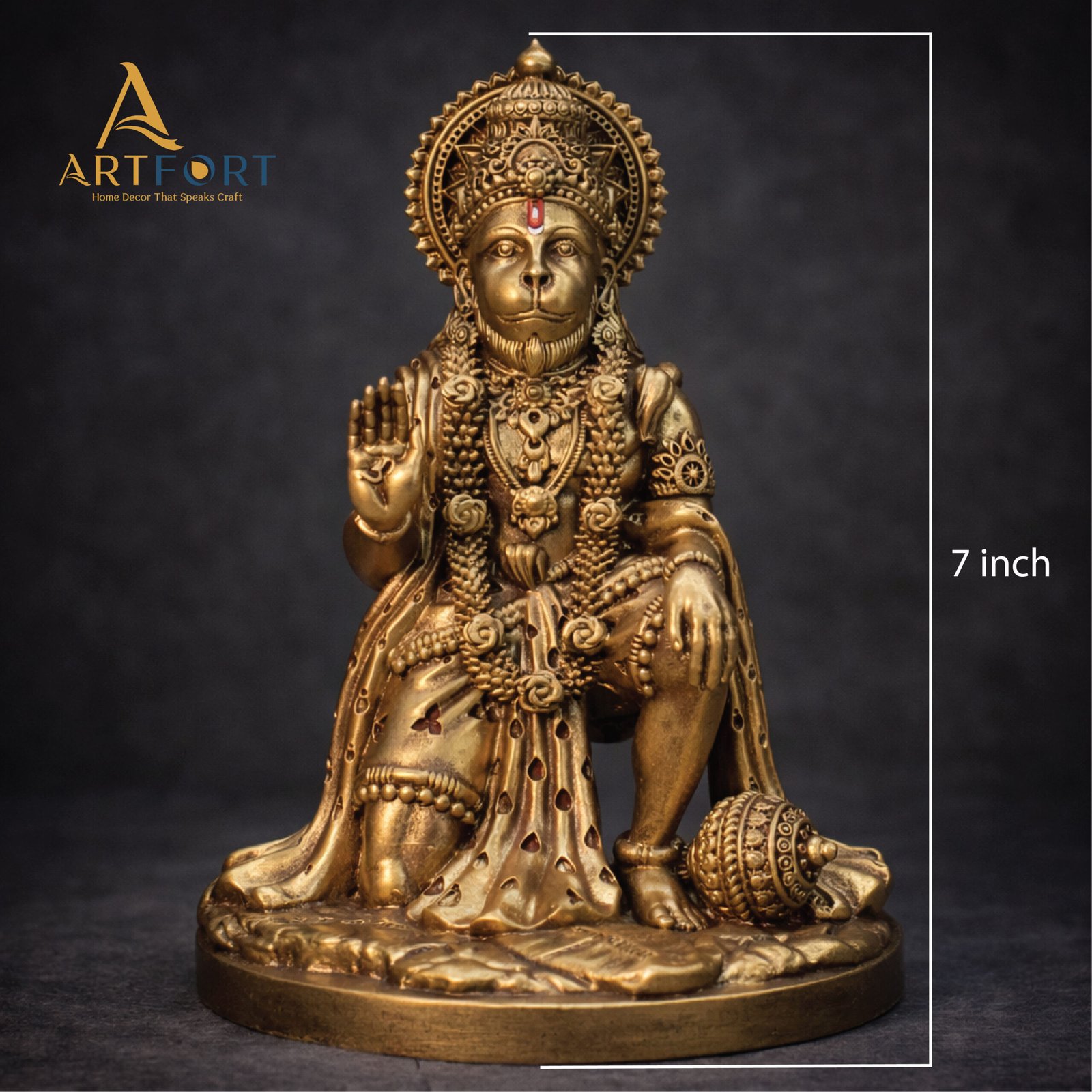 Hanuman Ji Idol 7 Inch (Golden)