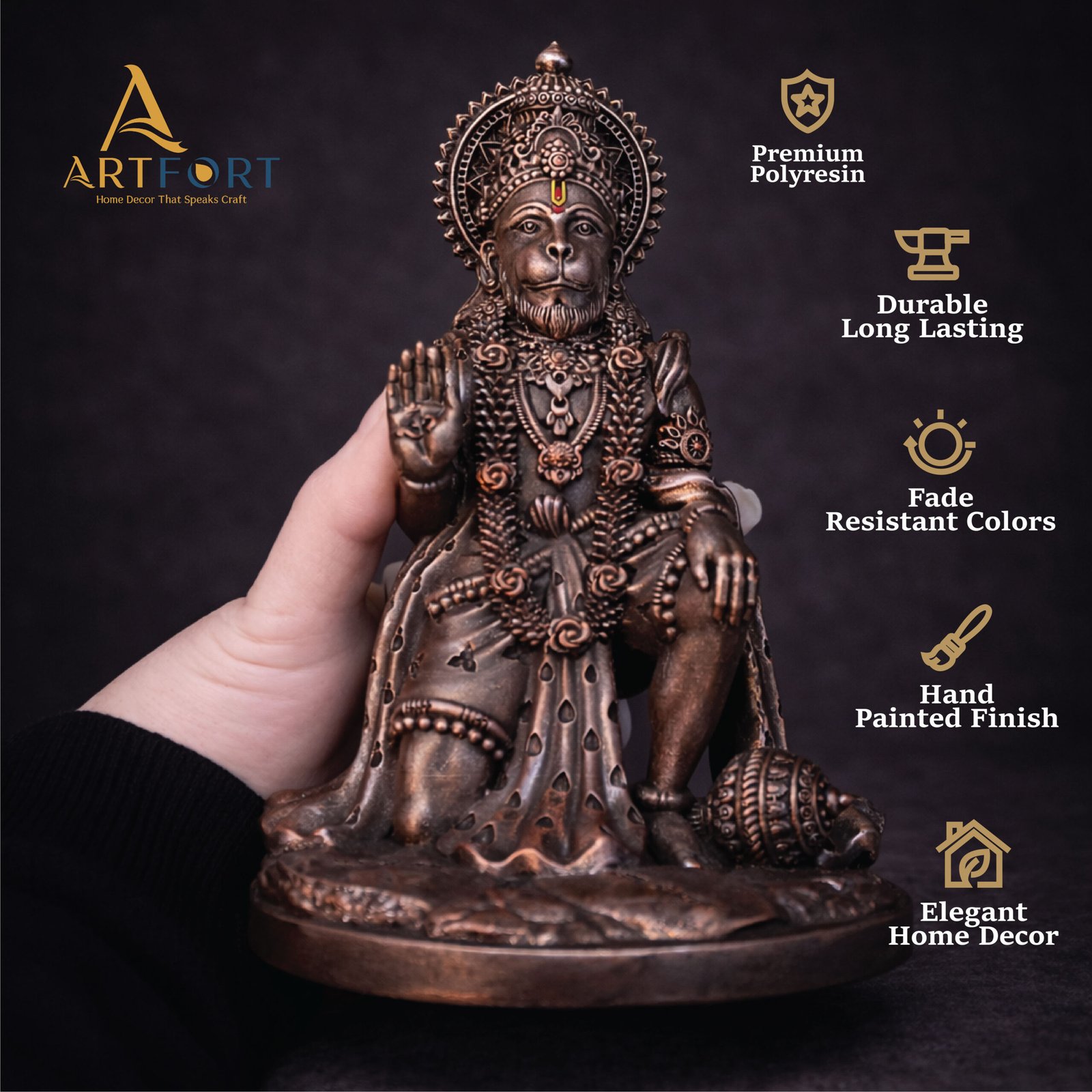 Hanuman Ji Idol 7 Inch (Bronze)