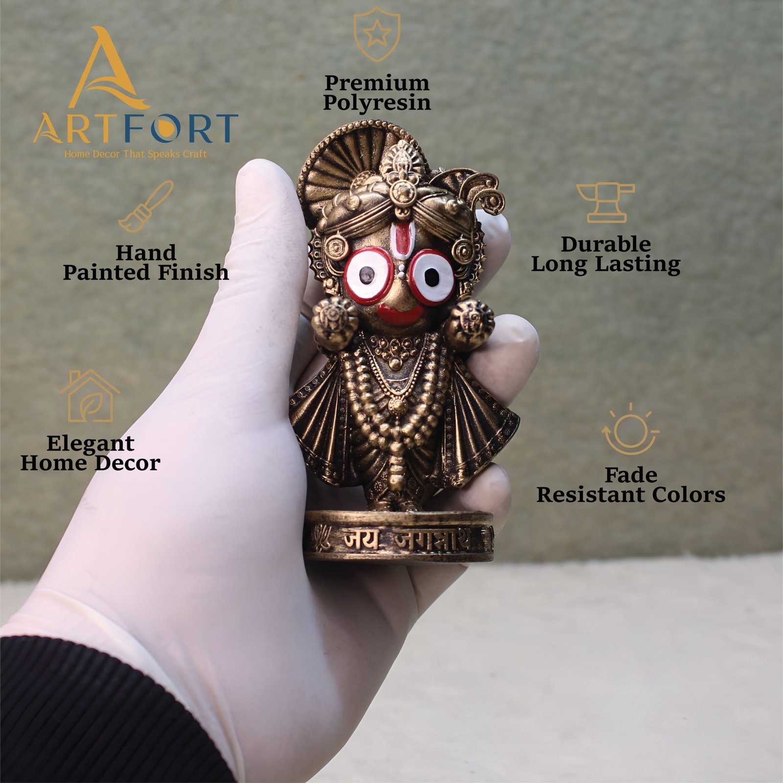 Lord Jagannath Idol 4 Inch (Gold)