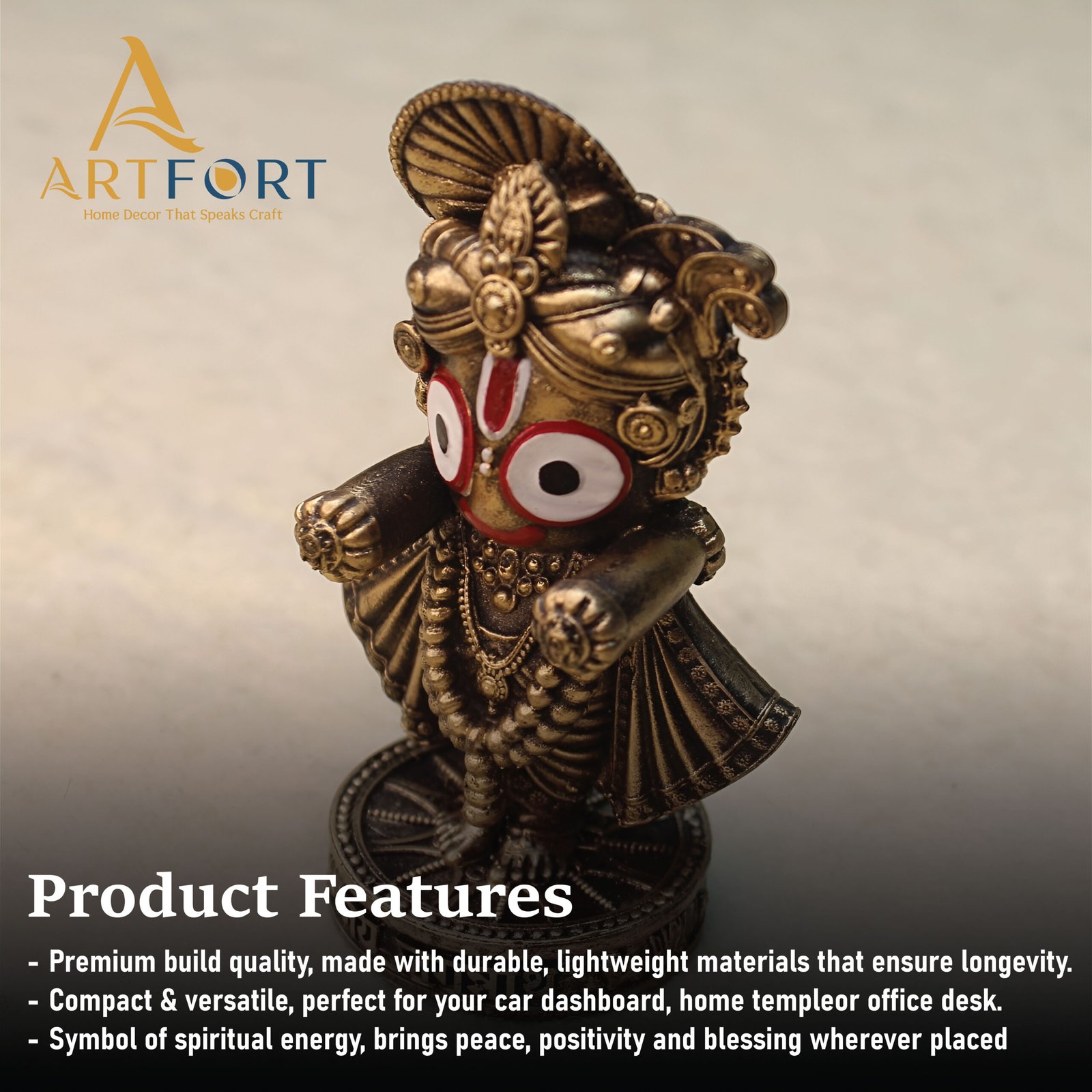 Lord Jagannath Idol 4 Inch (Gold)