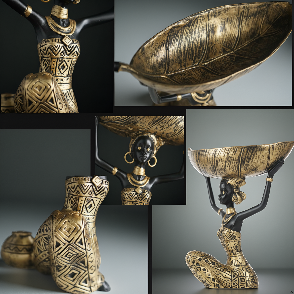 African Lady Showpiece with Utility Basket (9 Inches)